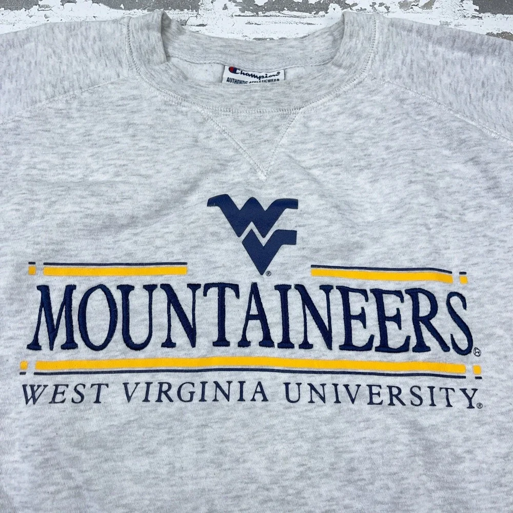 West Virginia Mountaineers Sweatshirt Men Medium Crew Neck Sweater WVU Sewn A03*